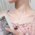 wholesale S925 Sterling Silver Jumping Heart Fashion Elegant Inlaid Diamond Circle Simple Collarbone Necklace D6263-0-2