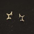 wholesale 9K Gold Stylish Shiny Line Five-Point Star Stud Earrings-0-4