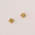 wholesale 9K Gold Pure Zirconia Four-Leaf Clover Stud Earrings Exquisite Elegant Versatile for Girls-0-4
