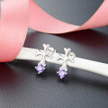 wholesale S925 Silver Inlaid Synthetic Amethyst Cross Ear Studs Elegant Ethereal Fashion Women's Earrings Source Wholesale-0-2