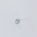 wholesale S925 Silver Nalan Ethereal Series Small Fresh Sea Blue Mermaid Pendant Necklace for Women, Elegant and Petite Circular Choker D6805-0-3