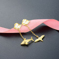 wholesale Gold-Plated S925 Silver Drop Oil Whale Long Ear Studs Japanese Korean Style Creative Asymmetric Bird Earrings-0-1