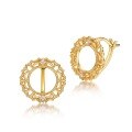 wholesale 925 Silver Japanese Light Luxury Lace Floral Circle Earrings for Women, Hollow Retro Flower Design with White Zirconia Wholesale Ear Accessories-0-4