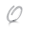 wholesale S925 silver ring for women, Korean-style elegant row diamond line open ring, minimalist hand jewelry J6672-1-0-4
