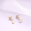 wholesale 9K Gold Natural Opal Ear Studs Simple Elegant Pearl Earrings Fashion Slimming Earrings for Women Detachable Two-Way Wear-0-2