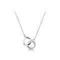 wholesale Sterling Silver Interlocking Double Circle Geometric Pendant Necklace for Women, Minimalist Korean Style Collarbone Chain D7267-0-4
