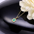 wholesale 9K gold elegant square-shaped geometric vintage sugar necklace with emerald moissanite pendant for women-0-1