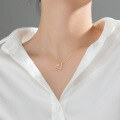 wholesale 925 Silver Women's Korean Style Sweet Girly Hollow Heart Pendant Collarbone Chain with Micro-Inlay D7633-0-2