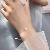 wholesale 925 Silver Sweet Summer Daisy Bracelet for Women, Korean Style Internet-Famous Fresh and Delicate Flower Bracelet S2631-s925 silver bracelet