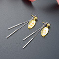 wholesale S925 Silver Gold-Plated Long Leaf Earrings Elegant Ethereal Fashion Women's Earrings Source Factory Wholesale-0-2