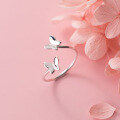 wholesale Metal S925 silver ring for women, Korean style small fresh sweet girly heart smooth butterfly ring open adjustable J7701-0-4