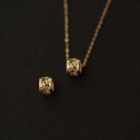 wholesale 9K Gold Taobao Hot-Selling Classic Versatile European and American Modern Honeycomb Design Hollow Pendant-Not including necklace 9K a pendant price