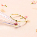 wholesale 9K Gold Japanese-style Aika* Light Jewelry Single Tourmaline Natural Stone Ring, Simple and Versatile Ring Accessory New Arrival-0-3