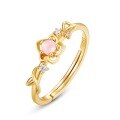 wholesale S925 silver gold-plated, Korean-style internet-famous fairy tale princess pink crystal pure silver ring for women Belle princess flower ring-0-4