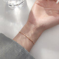 wholesale S925 silver small square chain bracelet for women, elegant Korean-style petite beaded bracelet accessory S3871-0-2