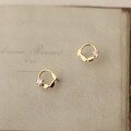 wholesale 14K Gold Plated Zirconia Inlaid Mini Leaf Japanese Style Stud Earrings-0-1