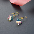 wholesale 18K gold-plated enamel and zirconia star stud earrings with S925 silver ear hooks Elegant Chanel-style fashion five-point star earrings for women-0-2