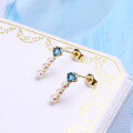 wholesale 9K Gold Natural Pearl Bar Earrings for Women, New Trendy Fashion Minimalist Wholesale from Source Factory-0-2