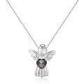 wholesale S925 Silver Vintage-Inspired Pendant with Exquisite Inlay of Natural Gemstones and Colored Crystal Angel Necklace-0-12