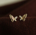wholesale 9K Gold New Butterfly Earrings for Women, Minimalist Small Stud Earrings, Korean Style Elegant and Unique Internet Celebrity Jewelry-0-2