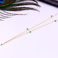 wholesale 9K Gold Summer New Natural Emerald Starry Sky Collarbone Chain, Dainty Emerald Necklace for Women-0-2