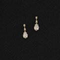 wholesale 9K Gold Korean Zircon-Inlaid Ornate VintageStyle Water Drop Mini Elegant Exquisite Ear Studs-0-0
