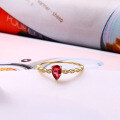 wholesale 9K gold jewelry simple wave zircon teardrop tourmaline ring for women, lightweight luxury new wholesale-0-1