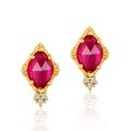 wholesale 9K Gold Plated 925 Silver Geometric Vintage Earrings Women's Light Luxury Synthetic Ruby Stud Earrings, Internet Famous Wholesale Accessories-0-5