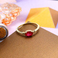 wholesale 9K Gold Artli Light Jewelry Minimalist Oval Ruby Delicate Stackable Ring for Women, Versatile Hand Accessory Christmas Gift-0-2