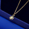 wholesale 9K gold dainty and exquisite warm sun man-made opal necklace for women, with dazzling fire opal, vintage collarbone chain-0-1