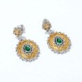 wholesale 925 silver plated in different colors, Japanese and Korean lightweight luxury vintage earrings, synthetic green onyx sunflower stud earrings, geometric earrings-0-1