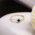wholesale 9K Gold Minimalist and Versatile Wholesale Jewelry, New Stackable Princess Cut Blue Gemstone Ring-0-3