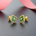 wholesale S925 Silver Vintage Gilded Classical Floral Elegant and Noble Synthetic Zirconia Women's Earrings Wholesale-0-3
