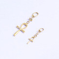 wholesale 9K Gold Retro Style Ankh Cross Moissanite Sandblasted Pendant Ankh Necklace Collarbone Chain for Women-0-1