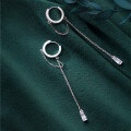 wholesale Metal: S925 Ear clips for women, Korean style, elegant and sweet, tassel square zircon, fresh and delicate, inlaid zircon ear accessories G1813-0-2