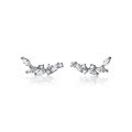 wholesale S925 sterling silver super sparkling diamond-inlaid laurel branch earrings for women, small fresh bud arc earrings G6069-0-4