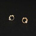 wholesale 14K Gold Plated Zirconia Inlaid Mini Leaf Japanese Style Stud Earrings-0-0