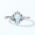wholesale 925 Sterling Silver Japanese & Korean Light Luxury Floral Crown Sky Blue Topaz Ring New Vintage Flower Ring Wholesale-0-1