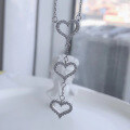 wholesale 925 Sterling Silver Exquisite Heart Necklace for Women, Small and Unique Design, Diamond-Studded Collarbone Chain, New Trendy-0-1