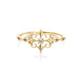 wholesale 9K Gold Vintage-inspired Openwork Floral Symmetrical Diamond Ring for Women, New Style Delicate and Elegant Band-0-4