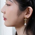 wholesale Metal material new national trend fashion retro court-style earrings high-end Chinese style ear stud women pearl ear accessories wholesale-0-4