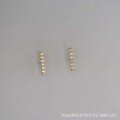 wholesale 9K gold with 6 zirconia pave row long elegant fashion minimalist earrings-0-0