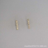 wholesale 9K gold with 6 zirconia pave row long elegant fashion minimalist earrings-9K per price