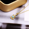 wholesale 9K Gold Musical Note Guitar Heart-Shaped Blue Opal Necklace Pendant, a Unique and Creative Gift-0-2
