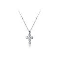 wholesale S925 Sterling Silver Versatile Cross Pendant Necklace for Women Korean Style Minimalist Diamond Inlaid Ins Internet Famous Collarbone Chain D7667-0-4