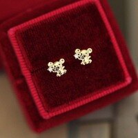 wholesale 9K gold zircon studded mouse earrings for the year 2020-Single