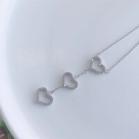wholesale 925 Sterling Silver Exquisite Heart Necklace for Women, Small and Unique Design, Diamond-Studded Collarbone Chain, New Trendy-Heart necklace (copper plated white gold)