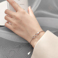 wholesale S925 silver Japanese-style infinity symbol numeric charm bracelet with minimalist heart accessory S2419-0-2