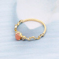 wholesale 9K gold lightweight jewelry new wave ring with rhodochrosite, a romantic pink goddess piece exuding youthful charm-0-3