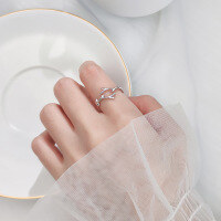 wholesale S925 silver ring for women, Korean-style minimalist smooth irregular branch jewelry J6676-s925 silver ring>Adjustable opening